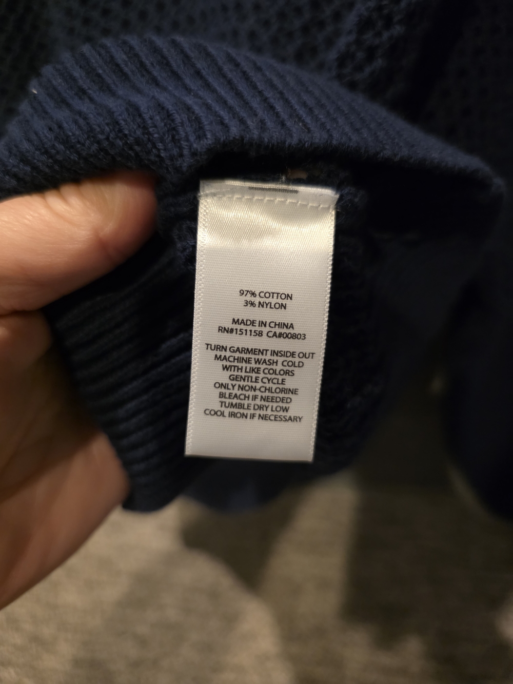 525 America Navy Blue/white Open-Knit Polo Sweater Size M PTP 28 1/2in L 23 In - Picture 5 of 6